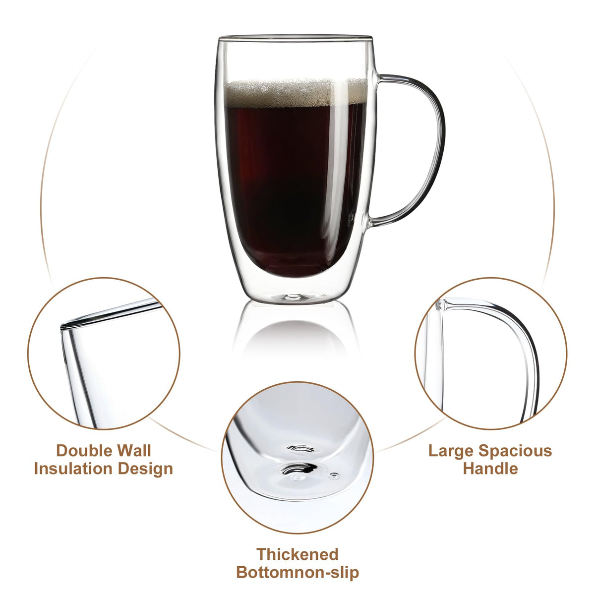 Aurzen microwave-safe dishwasher-safe glass mug for easy care.