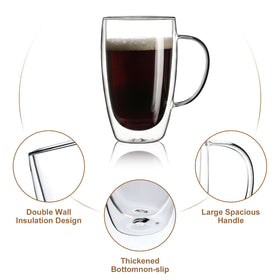 Aurzen microwave-safe dishwasher-safe glass mug for easy care.