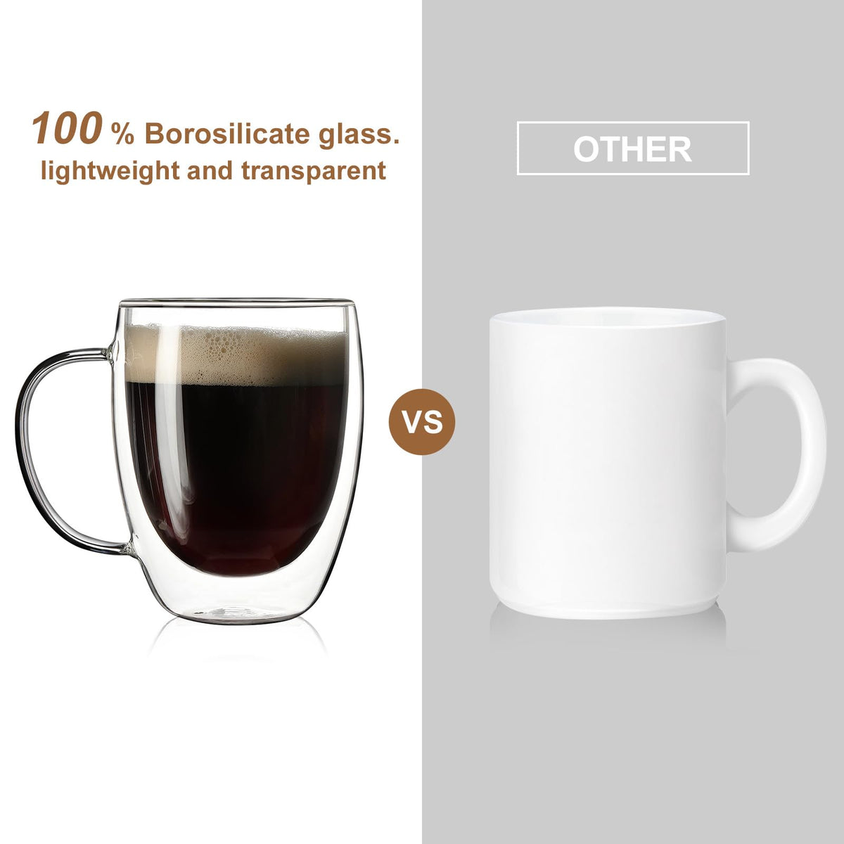 Aurzen microwave safe glass mugs, easy to clean and dishwasher safe
