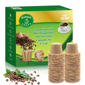 Aussen disposable coffee filters for Keurig machines, 300-pack, mess-free single-serve filtration.