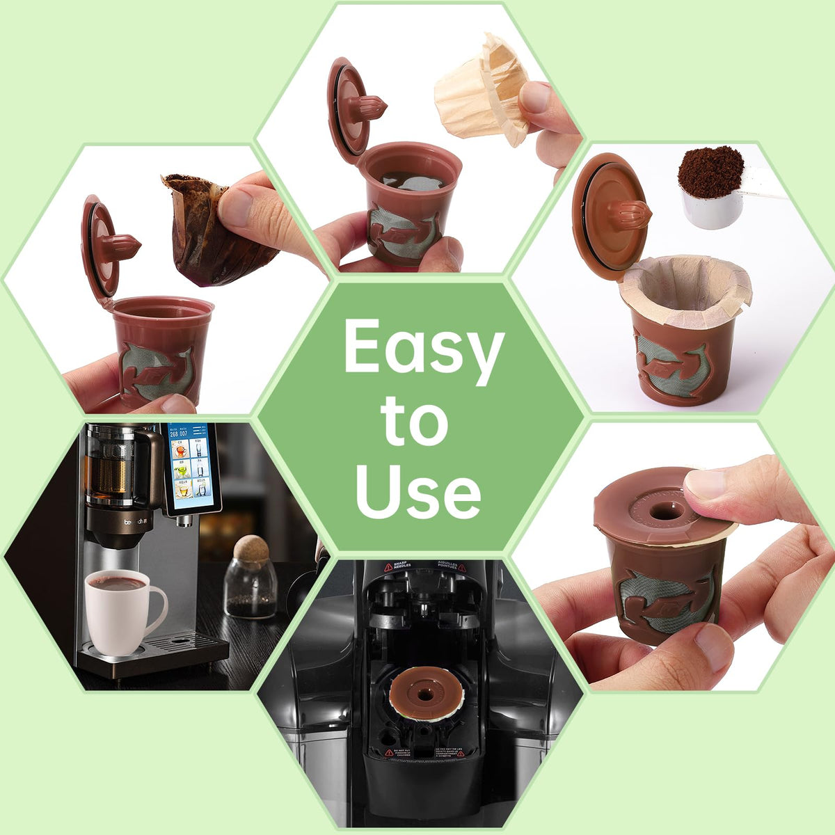 Aussen easy-to-use filters with bottom-release design enable quick cleanup after brewing.