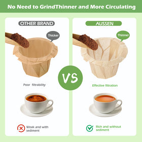 Aussen natural unbleached paper filters for Keurig compatibility provide sturdy and tear-resistant performance.