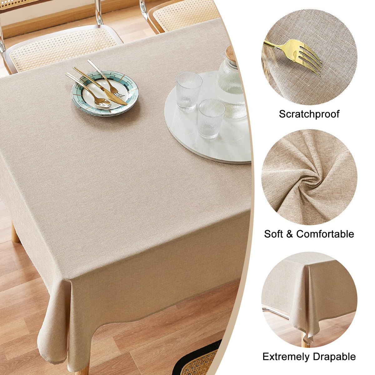AUSSPVOCT textured tablecloth 60x84 with water-resistant surface for spill cleanup