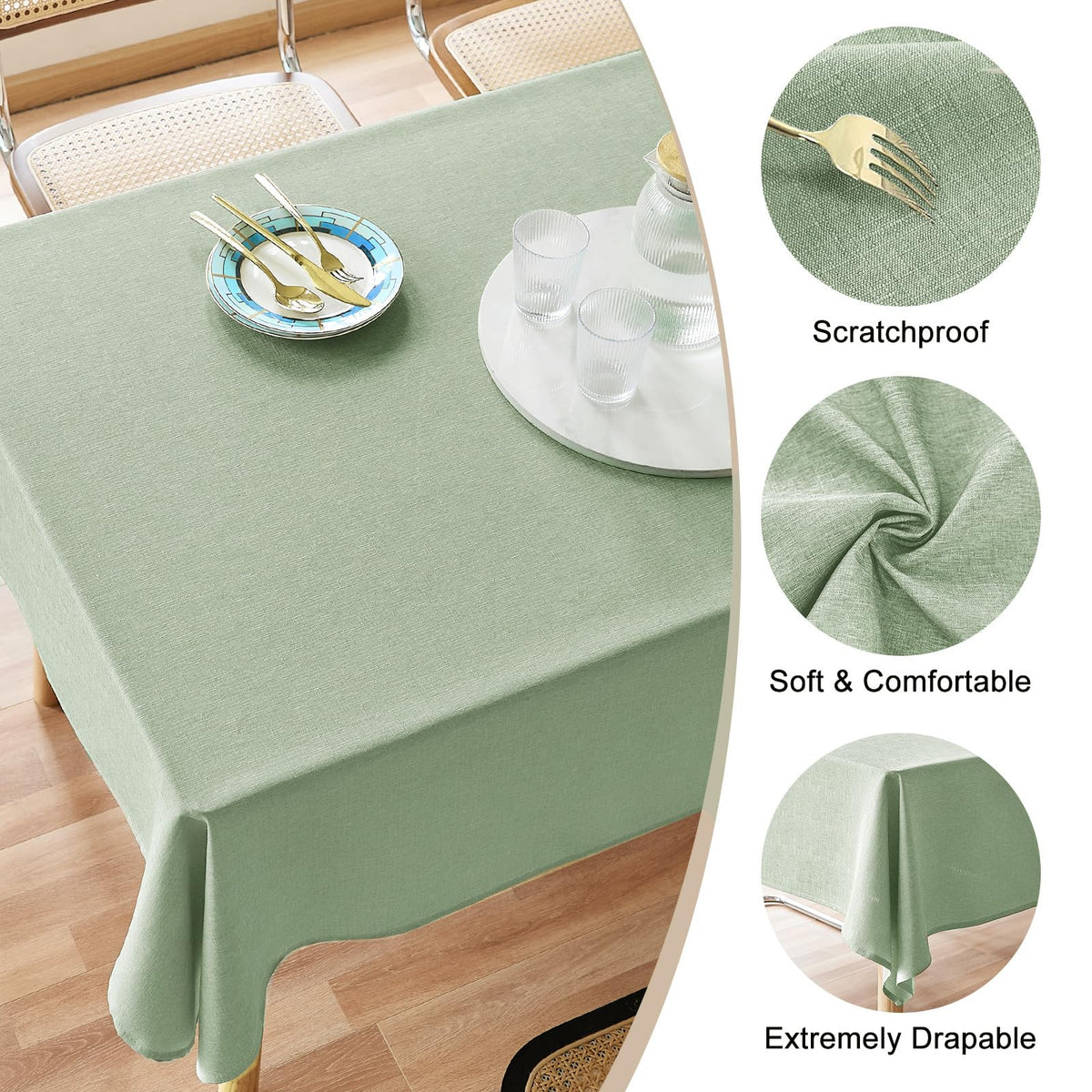 AUSSPVOCT Textured Tablecloth waterproof design supports quick spill cleanup