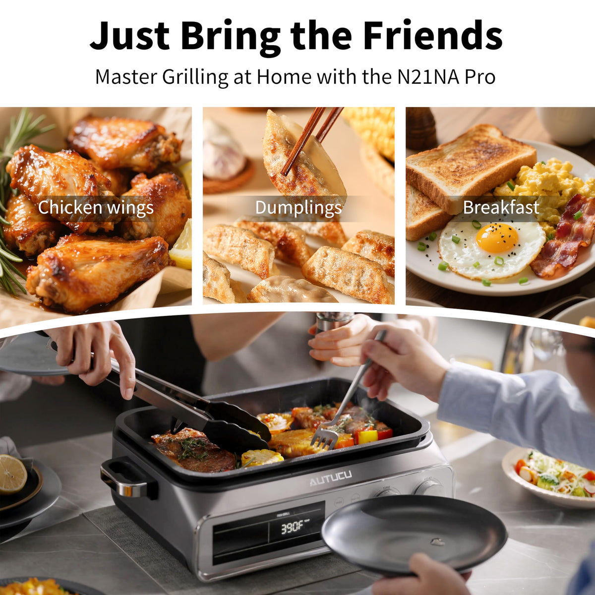 AUTUCU N21NA Pro slow cooker grill pan for searing