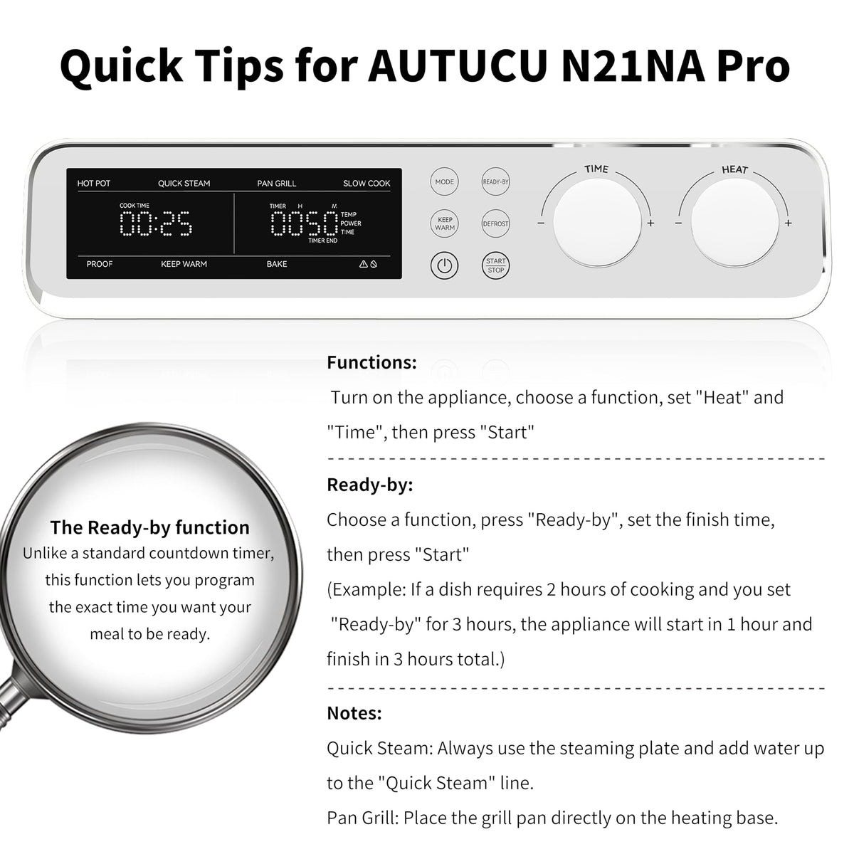 AUTUCU N21NA Pro slow cooker with PFOA-free ceramic coating for easy cleaning
