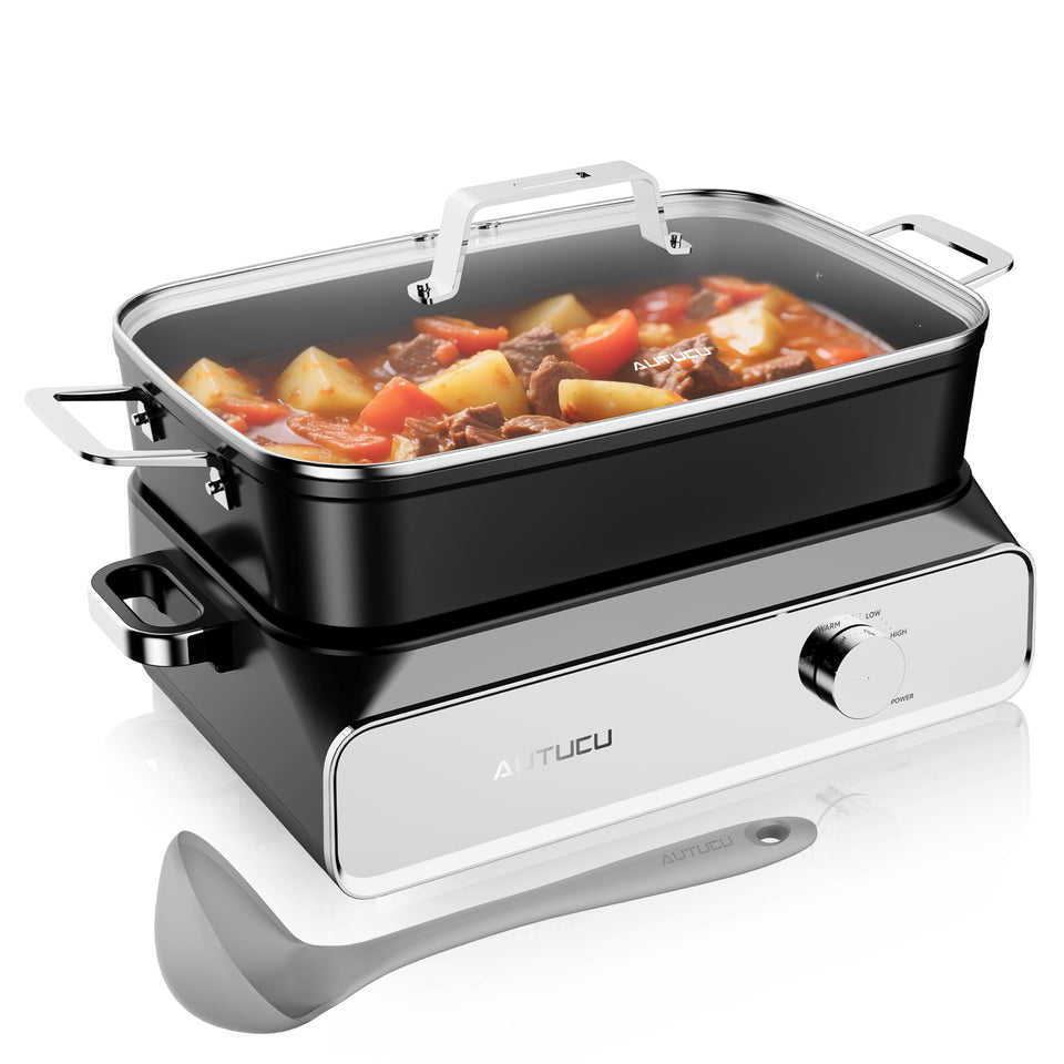 AUTUCU 10-quart pot shows large capacity ideal for family gatherings and holiday meals.