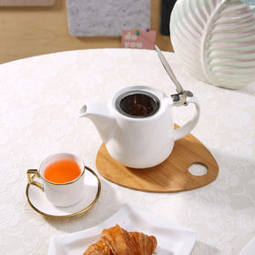 Auxmeware teapot with stainless steel infuser for blooming tea