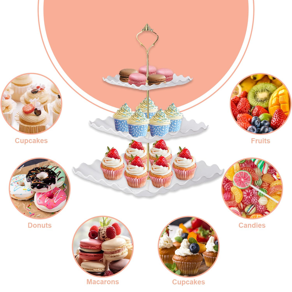 Auysbytdd white dessert stand components install in minutes for stylish entertaining.