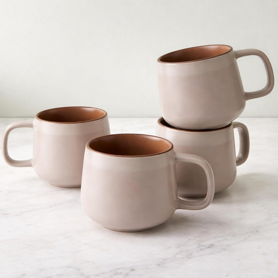 Ava Nord rose sand ceramic mug set of four for daily coffee.
