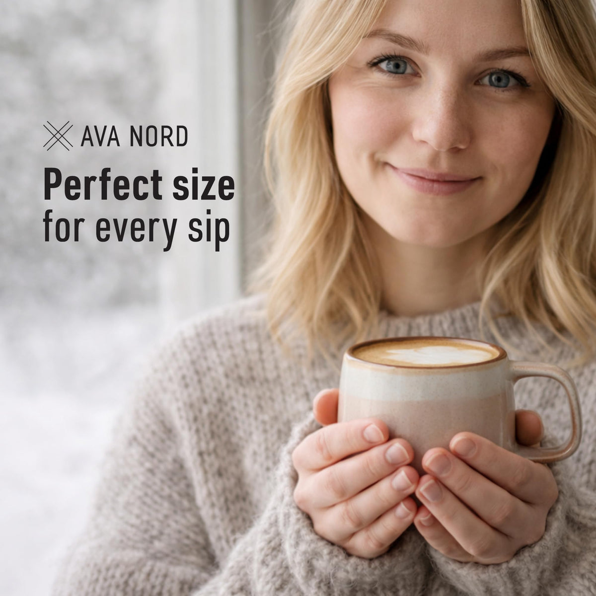 Ava Nord mugs stacked for space-saving storage.