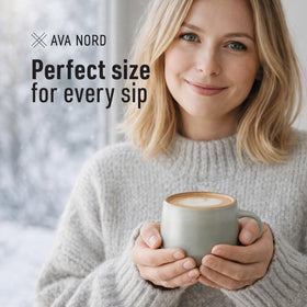Ava Nord mug with reactive glaze enhances rustic decor
