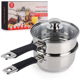 AVACRAFT double boiler with lid for even heat and gentle melting.