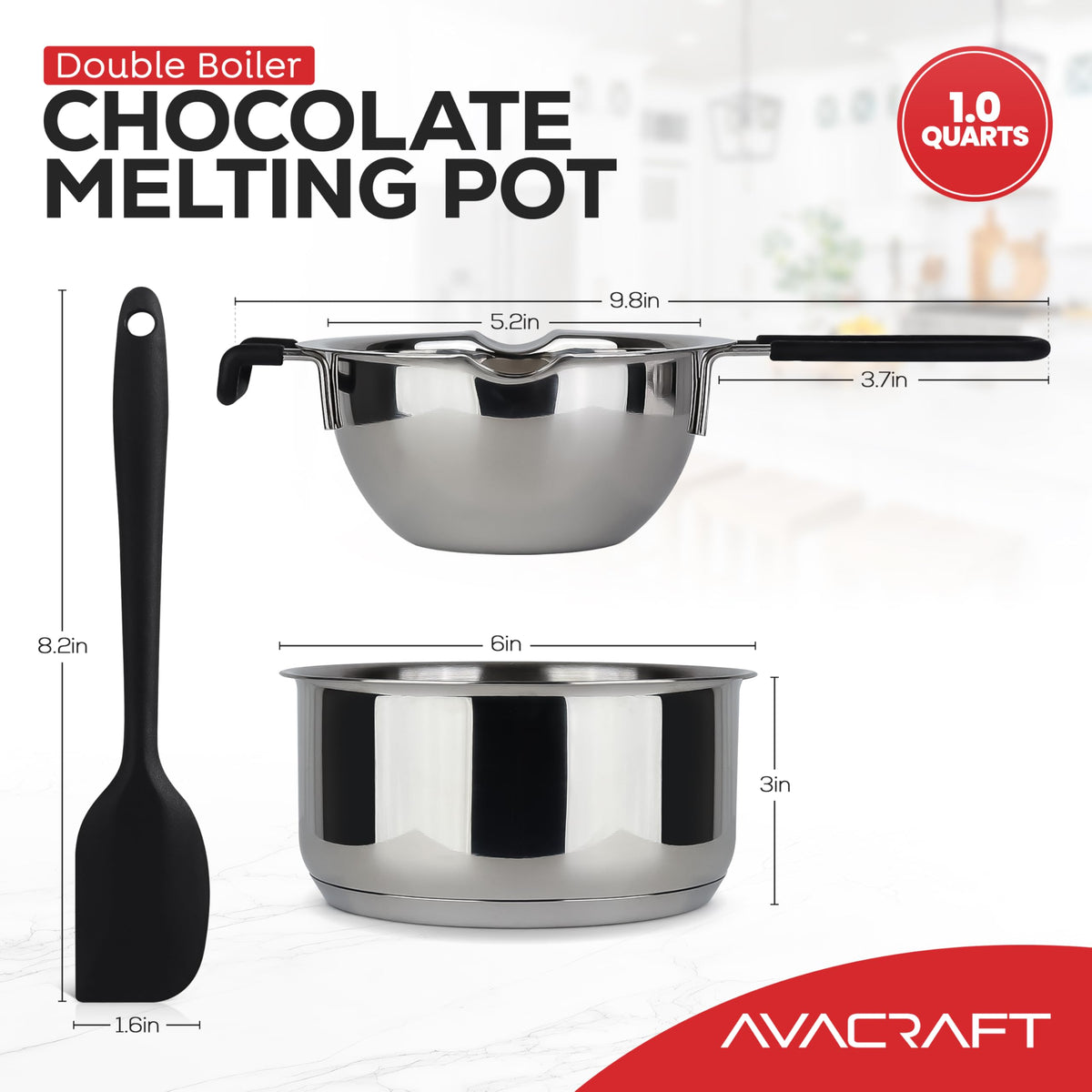 AVACRAFT 18/8 stainless steel body highlights durable, rust-resistant construction.