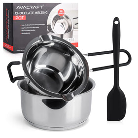 AVACRAFT double boiler 1qt top view shows even heat for delicate melting.