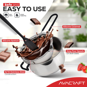 AVACRAFT bowl with pour spouts enables clean removal and precise portioning.