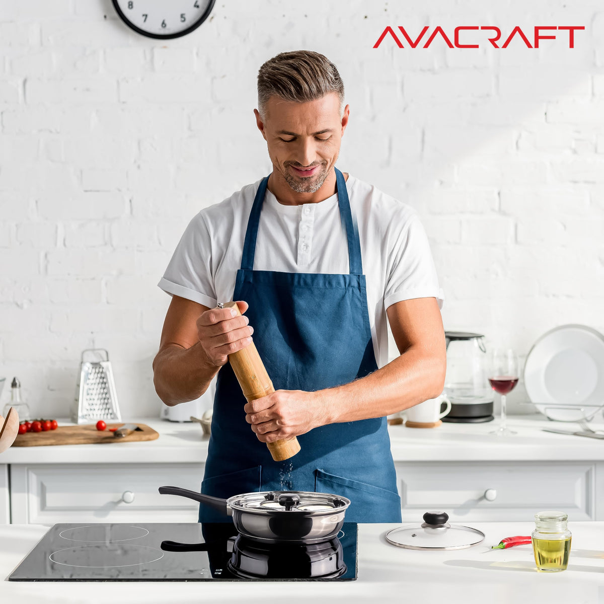 AVACRAFT egg poacher glossy satin finish in a modern kitchen