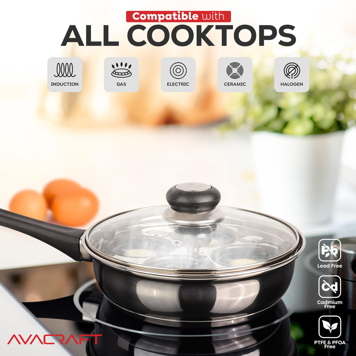 AVACRAFT egg poacher on induction stove proving compatibility