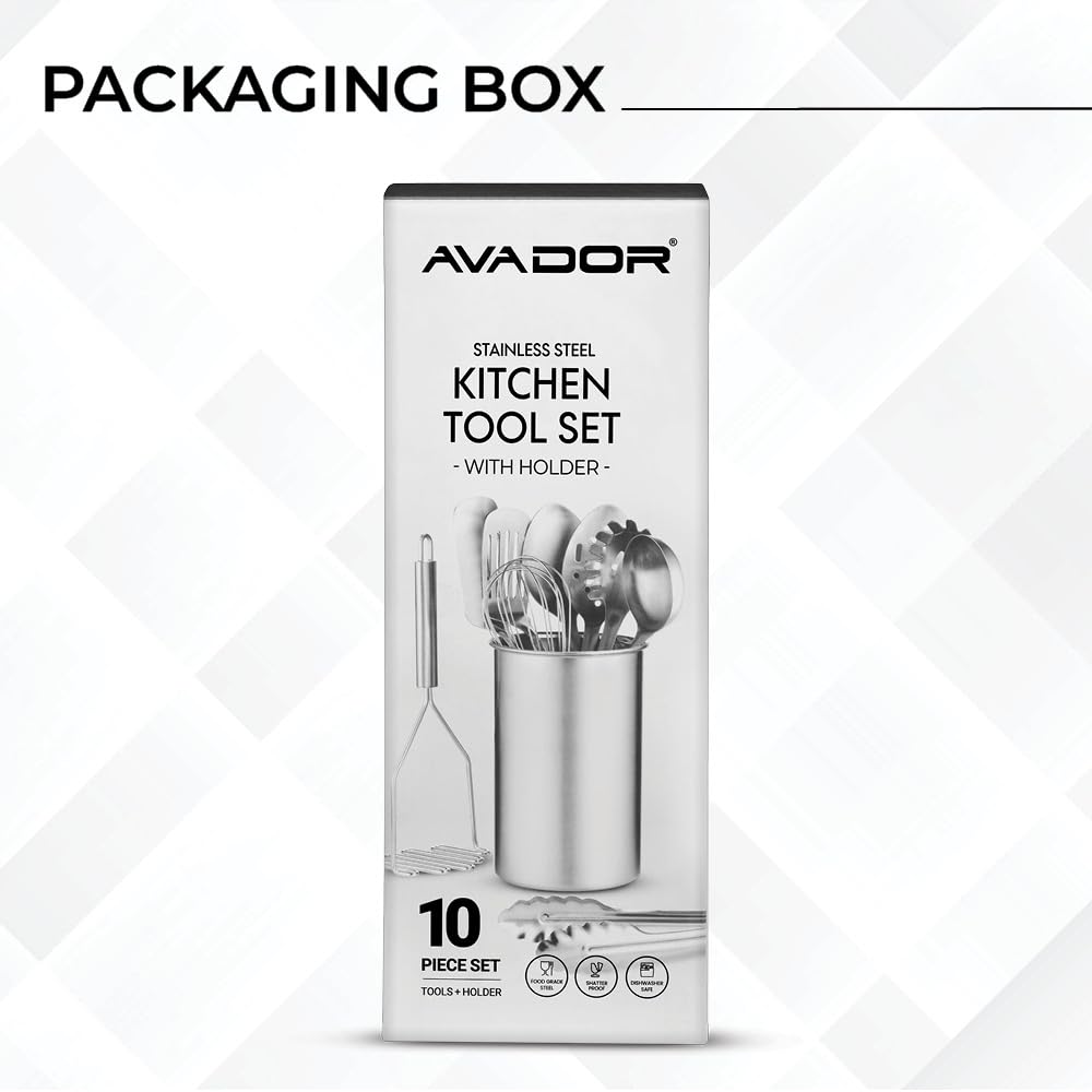 Avador dishwasher-safe tools ready for quick cleanup after meal prep.
