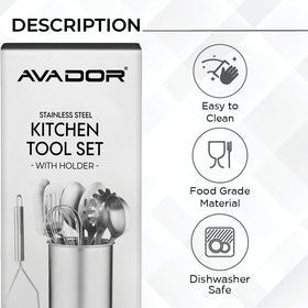 Avador holder and utensils display showing space-saving kitchen organization.