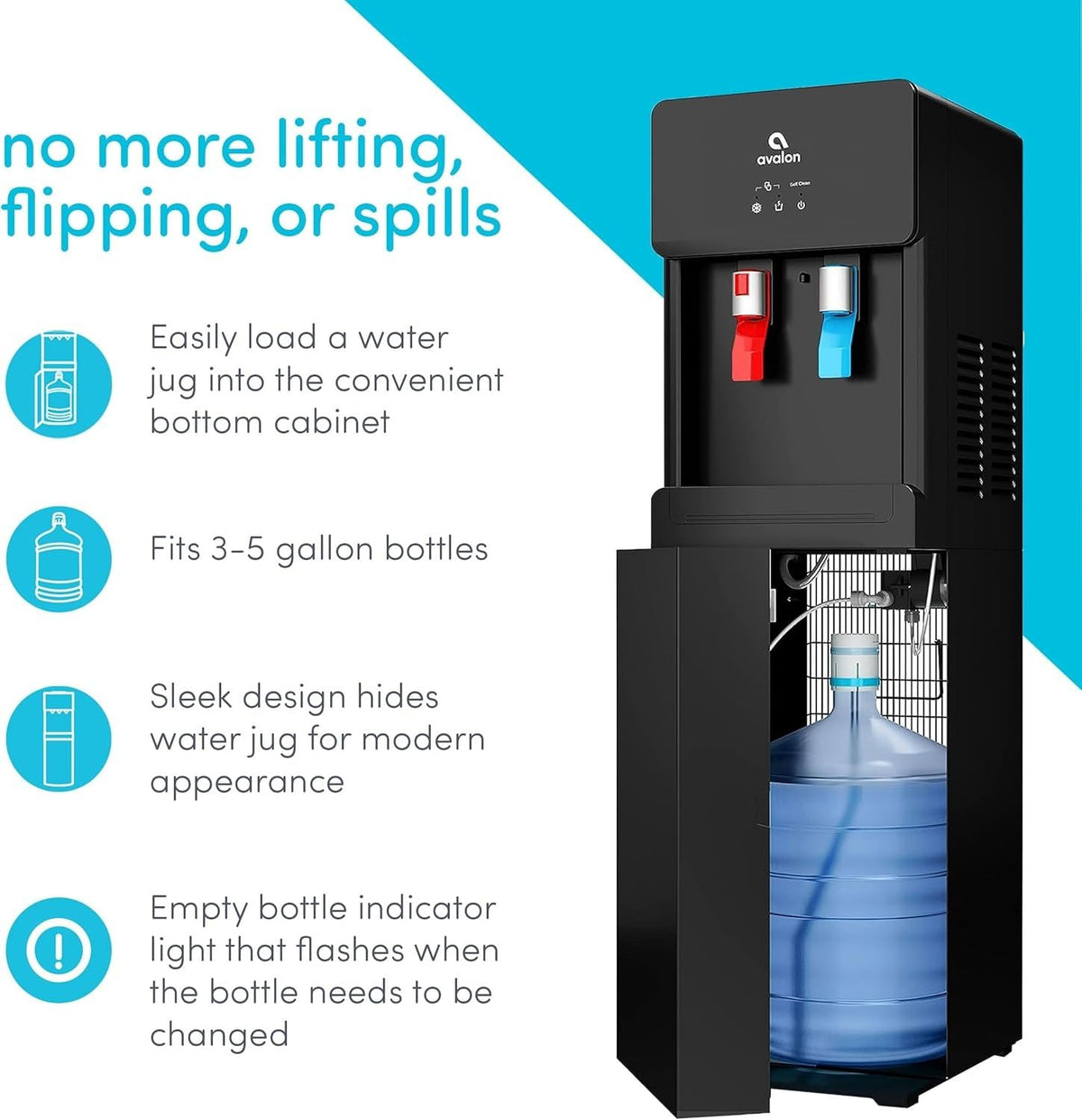 Avalon A6BLWTRCLRBLK hot water spout with safety lock for family use