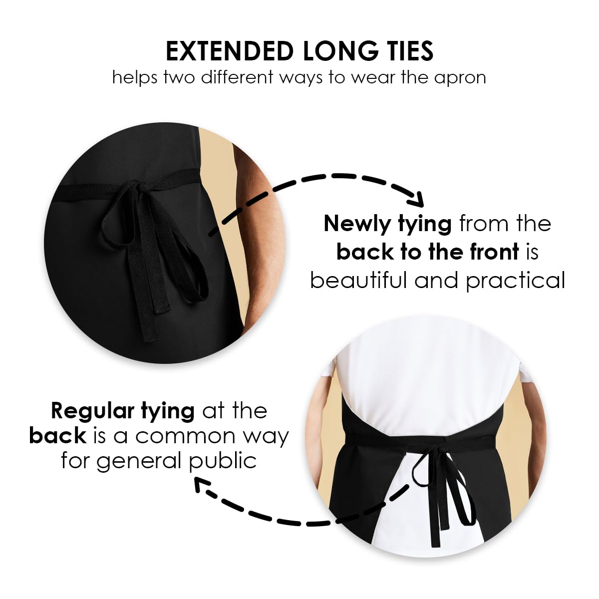 Avalon Kitchen black apron pack 2, two-apron set for home and bar use.