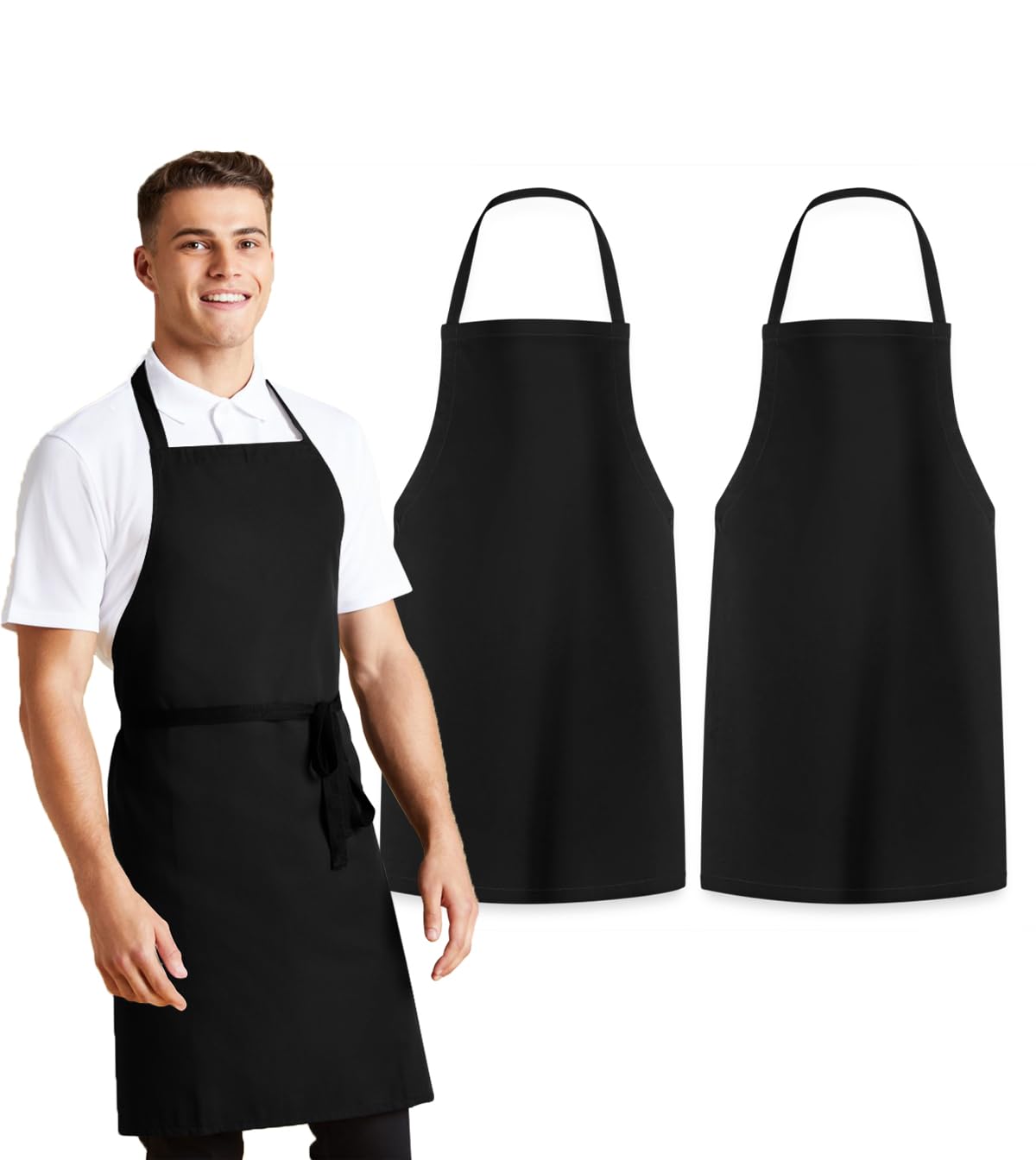Avalon Kitchen black apron for women, front view, durable stitching for daily cooking.