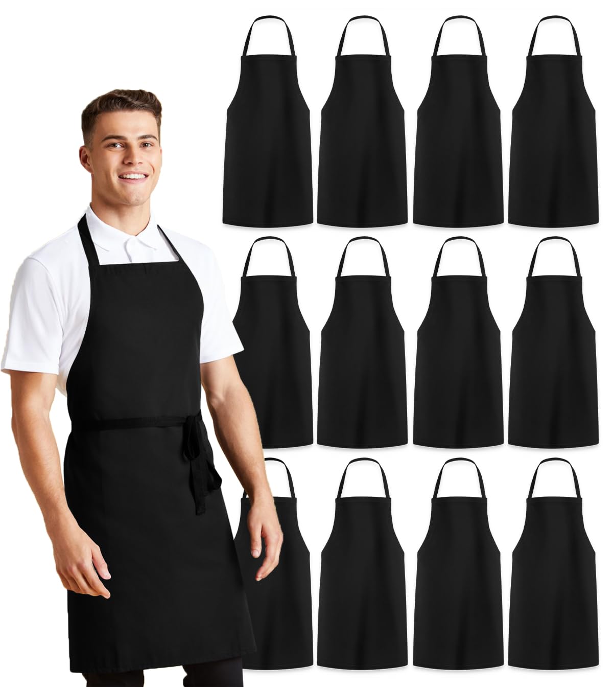 Avalon Kitchen black apron for women with no pockets protects clothes during home cooking