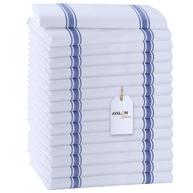 Avalon Kitchen dish towels blue set folded, highly absorbent for fast kitchen drying.