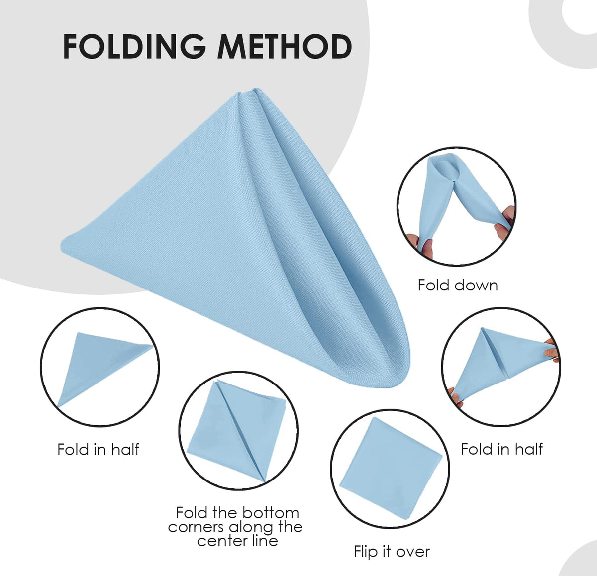 Light blue Avalon Kitchen napkins styled for everyday dining