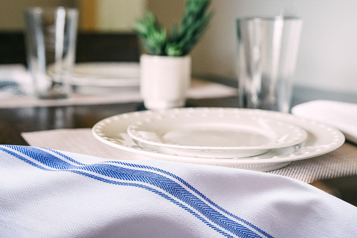 Avalon Kitchen tea towels blue 15x25 inches for kitchen drying and prep.
