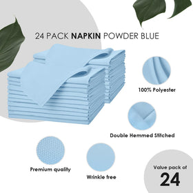 Wedding table setting featuring Avalon Kitchen light blue napkins