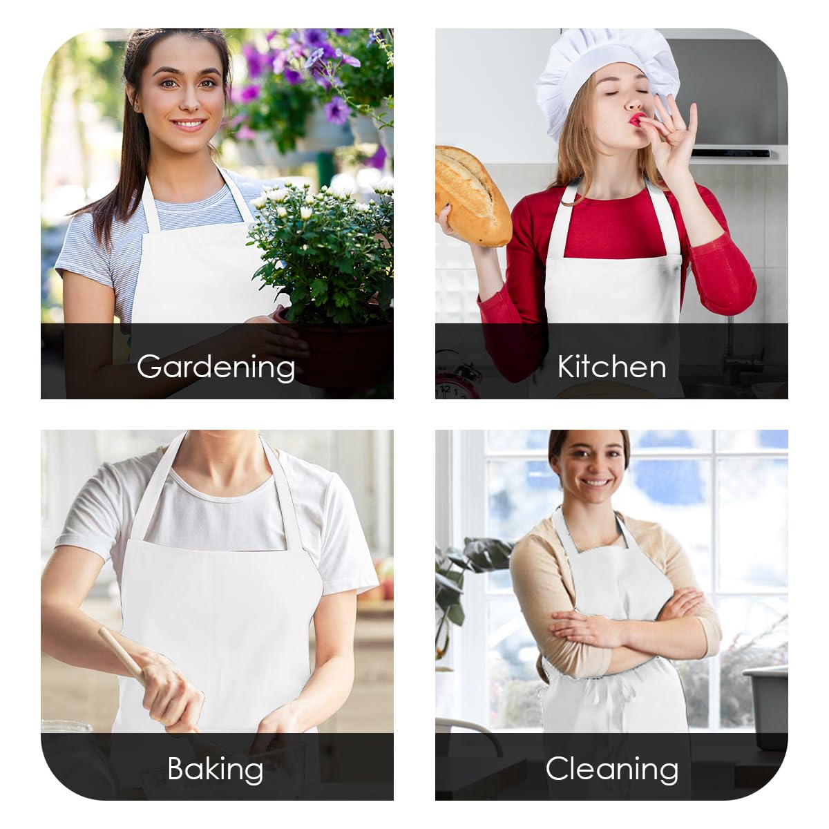 Avalon Kitchen white apron pack of 2, ideal for households or small kitchens.