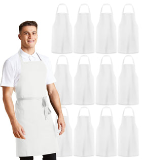 Avalon Kitchen white women's apron, front view, protective kitchen wear.