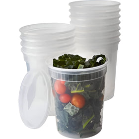 Avant Grub 32 oz deli container with lid, stackable for meal prep and storage.