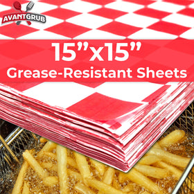 Avant Grub red and white checkered liner design enhances presentation.