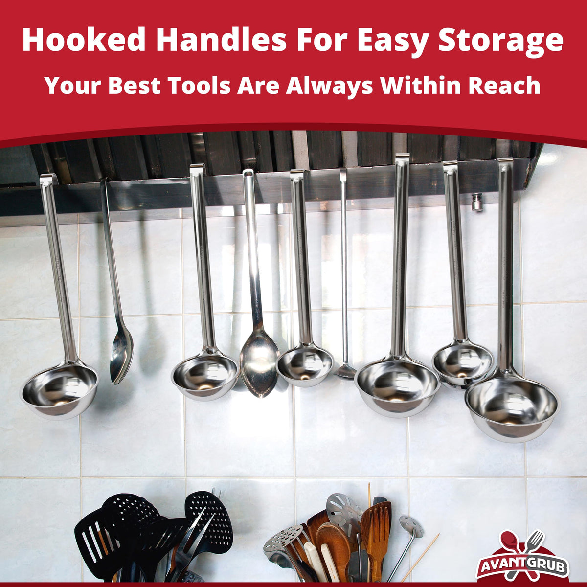 Avant Grub restaurant-grade ladles perfect for serving at events.