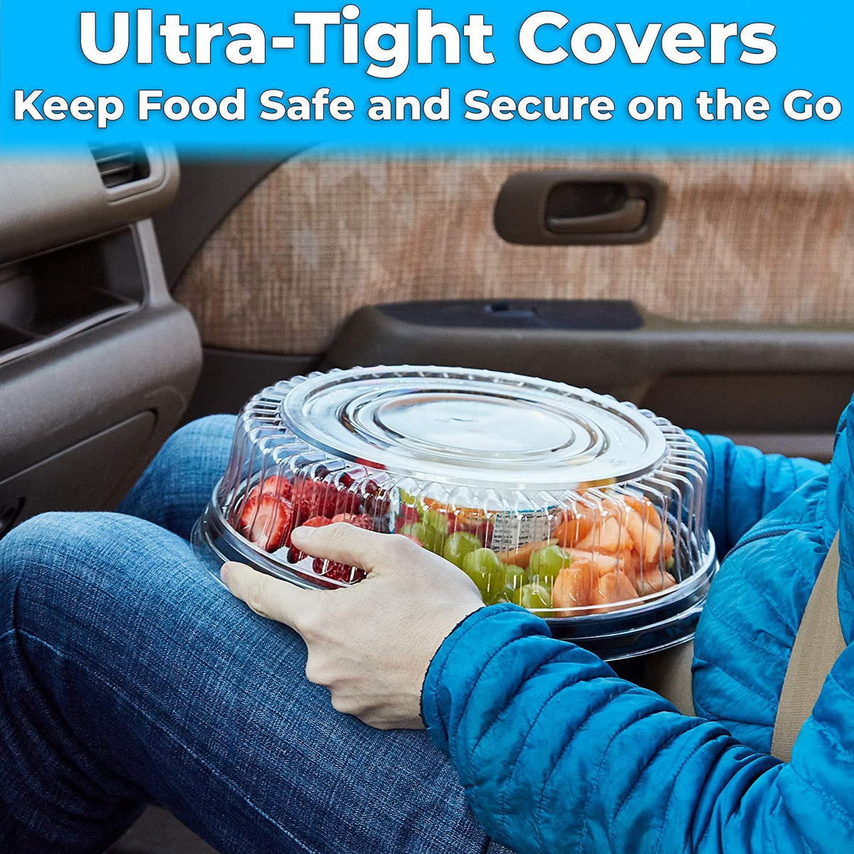 Avant Grub BPA-free recyclable plastic trays for eco-friendly entertaining.