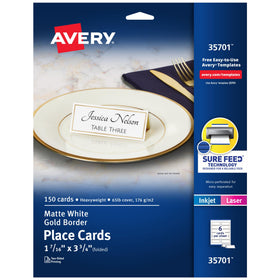 Avery 35701 gold-border place card for elegant table settings