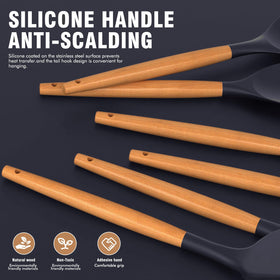 AVGPD heat-resistant silicone utensils arranged in a holder for organized access.