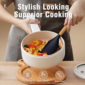AVGPD wooden-handled silicone utensils offering a comfortable grip during use.