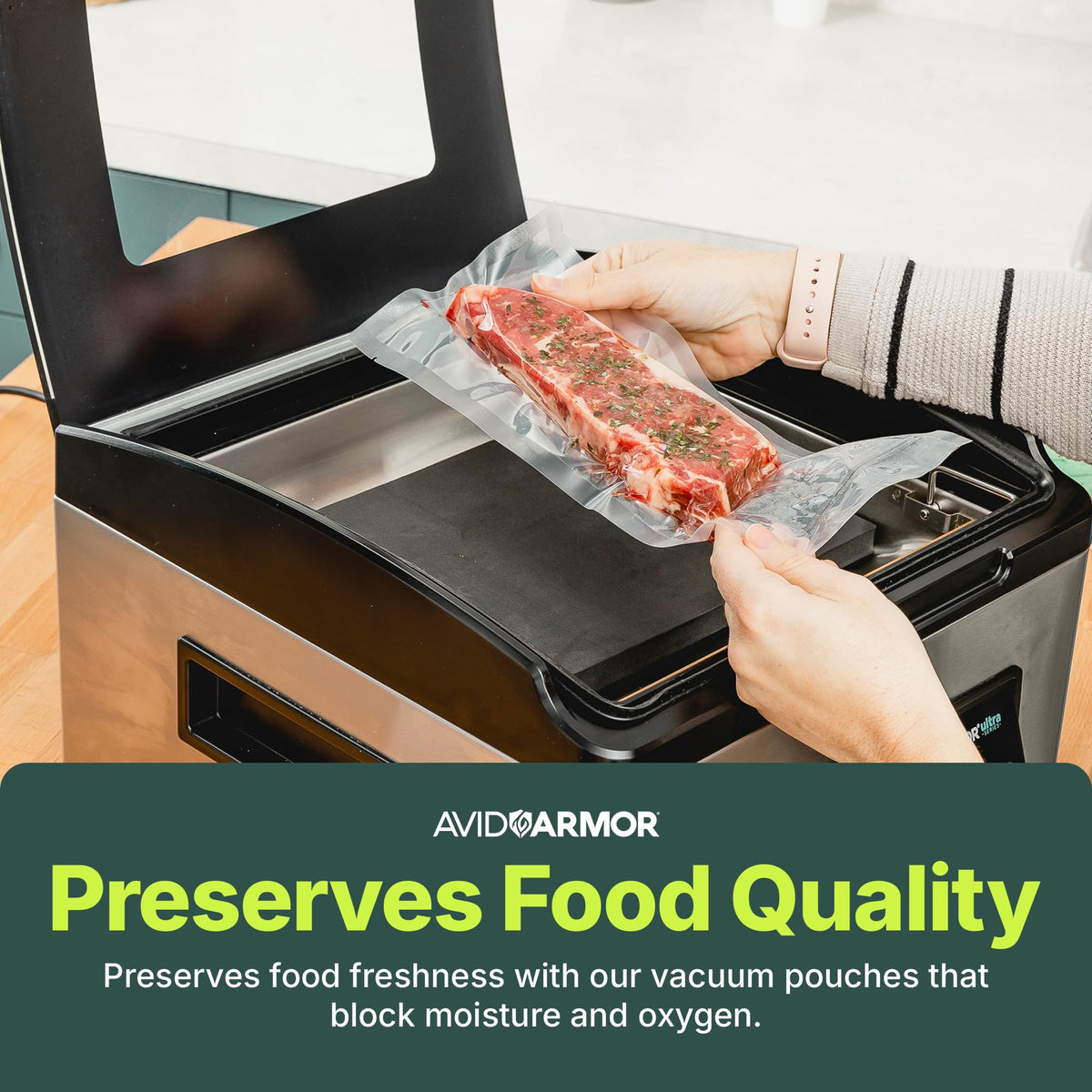 Avid Armor reusable BPA-free bag reduces waste in family meal planning.