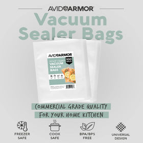 Avid Armor bag shown with vacuum sealer for tight, fresh storage.