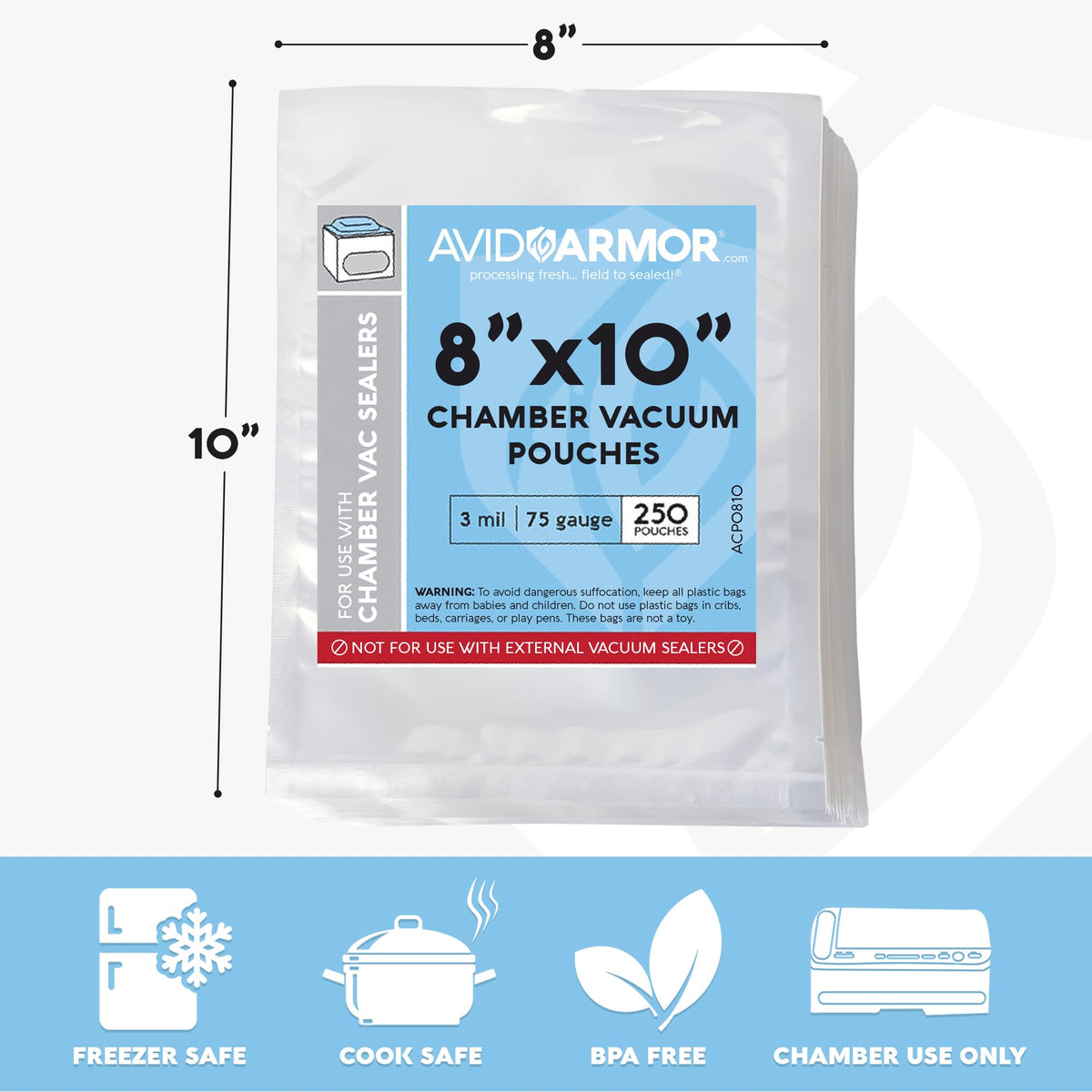 Avid Armor BPA-free bags protect flavors during freezing and marinating.