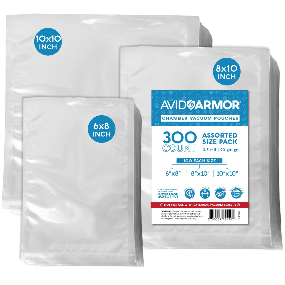 Avid Armor 6x8 pouch ready for portioned meats and freezer storage