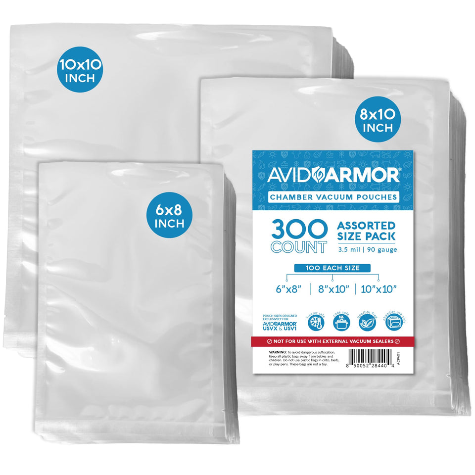 Avid Armor 6x8 pouch ready for portioned meats and freezer storage