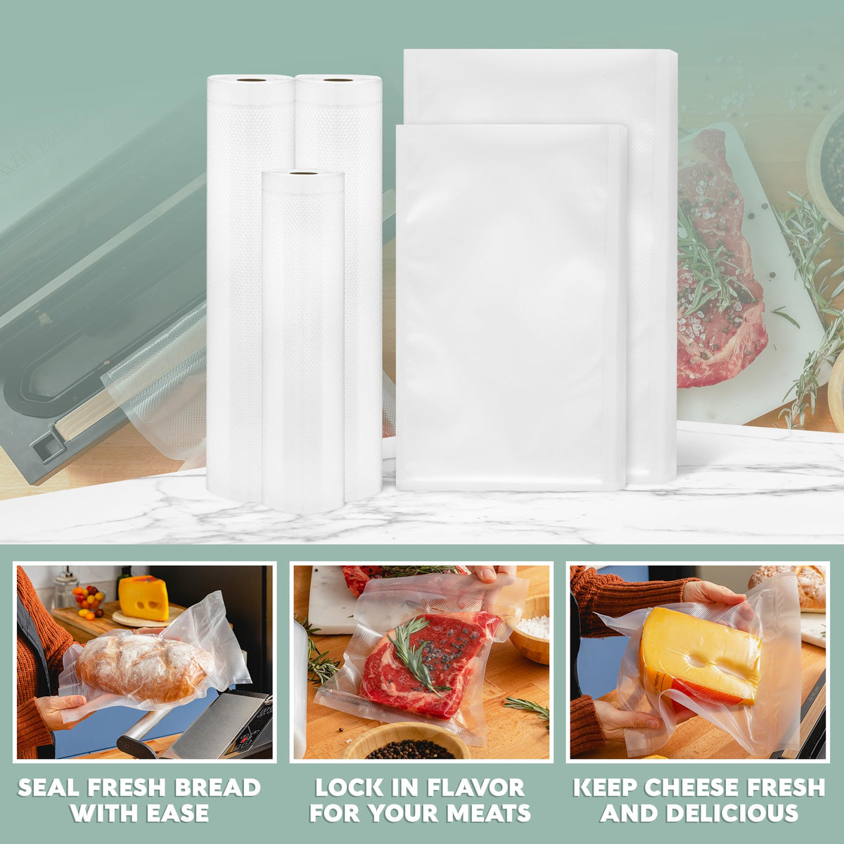Avid Armor sous vide ready bags; ideal for low-temperature cooking.