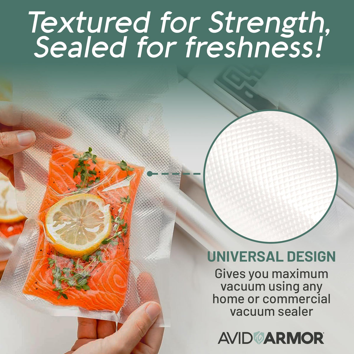 Avid Armor sous vide ready vacuum bags for precise cooking.