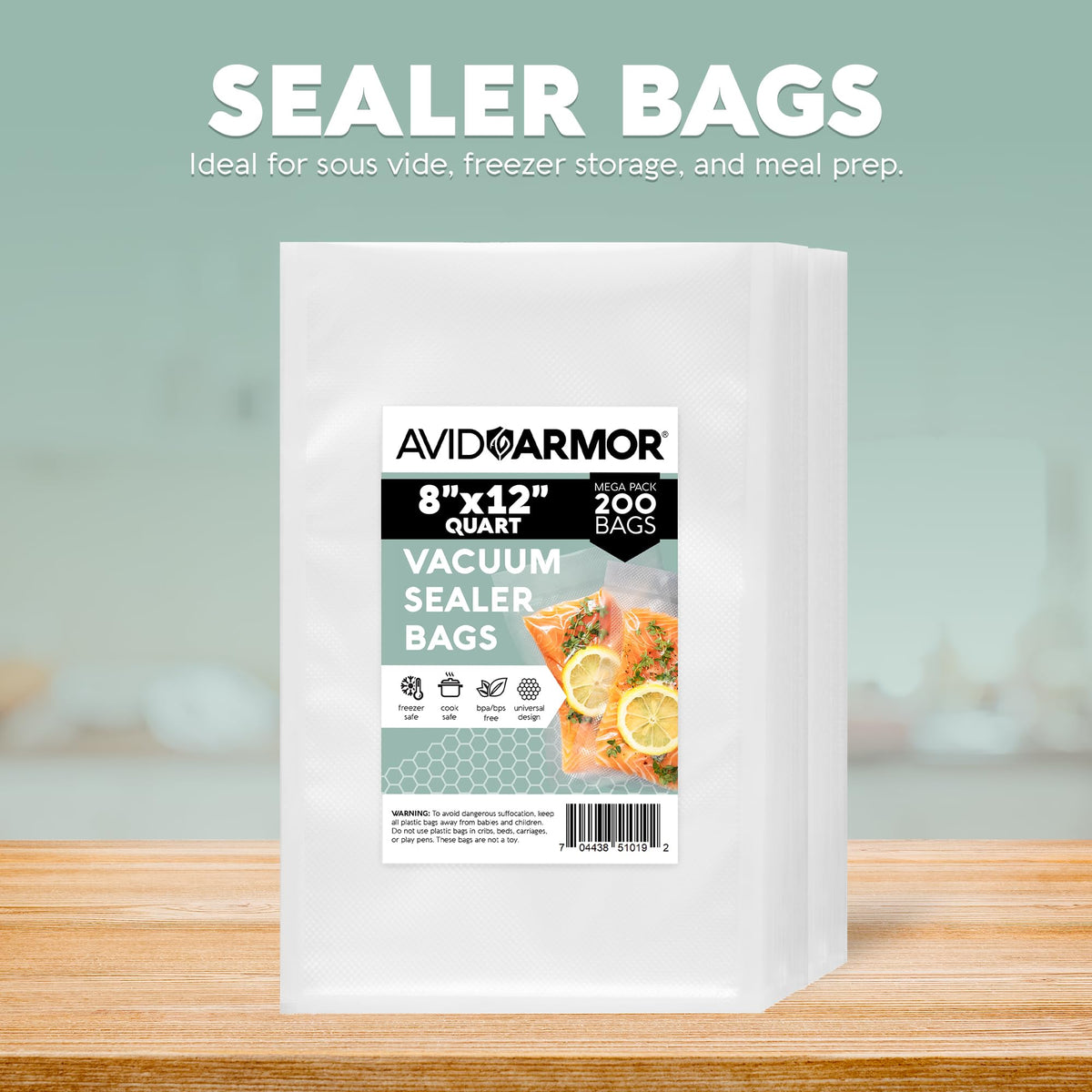 Avid Armor 200-count vacuum bags bundle helps organize leftovers and meal prep.