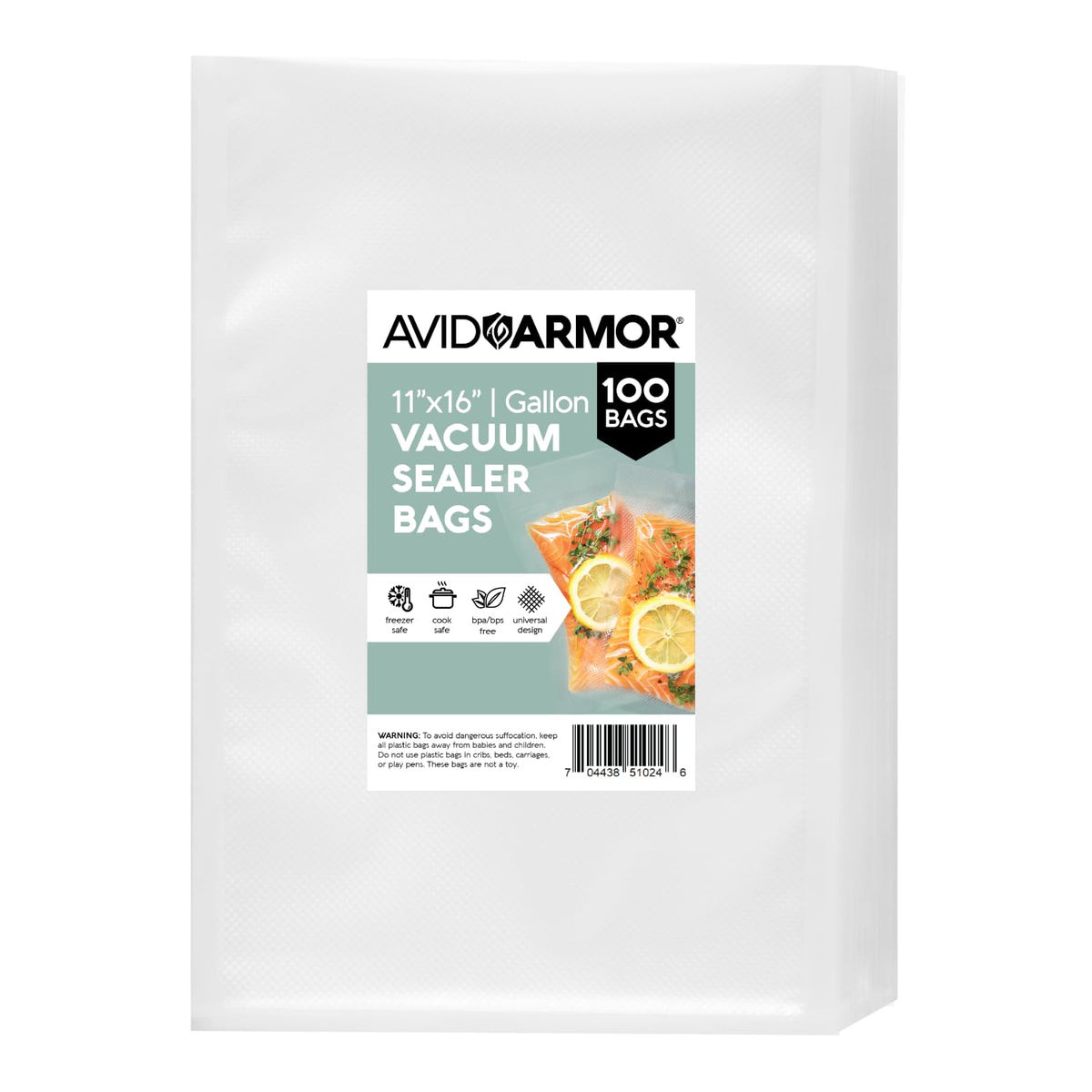 Avid Armor vacuum sealer bags 11x16 pre-cut for versatile sealing and meal prep.